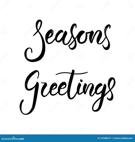 Seasons Greetings Calligraphy Text Isolated Stock Vector Illustration