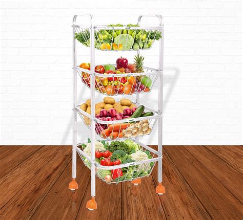 Jd Fresh Stainless Steel Fruit And Vegetable 4 Stand Kitchen Trolley