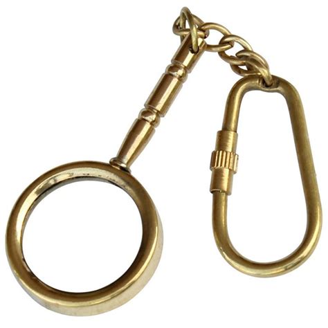 Brass Magnifying Glass Keychain T Key Ring