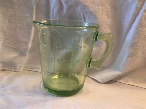 Vintage Green Depression Glass 4 Cup Measuring Pitcher Antique Price