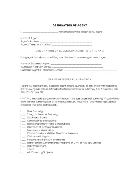 Free Arkansas Power Of Attorney Forms 11 Types Pdf Word Eforms