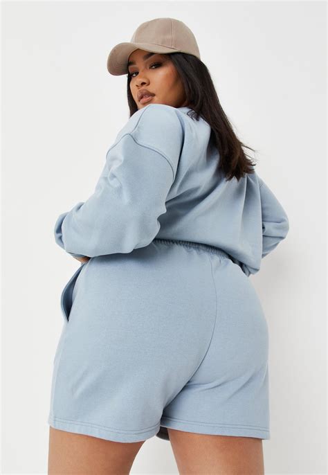 Missguided Plus Size Blue Co Ord Mg Jogger Shorts