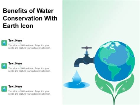 Benefits Of Water Conservation With Earth Icon Ppt Powerpoint