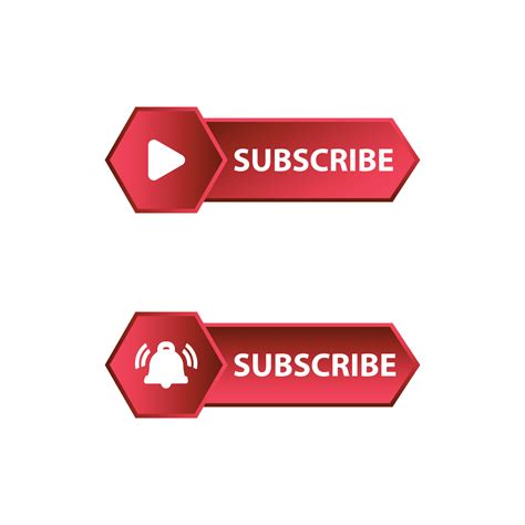 Red Subscribe Button In Flat Style Vector Illustration Metallic