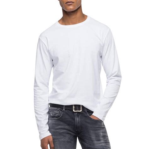 White Long Sleeve Cotton T Shirt Brandalley