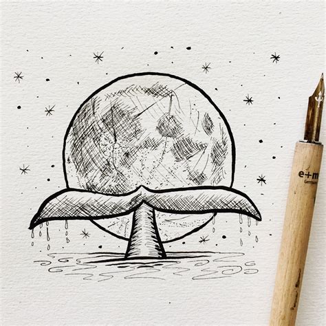 Inktober Drawing Moon Fluke Creative Drawing Art Inspiration