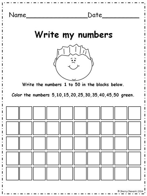 22 Kindergarten Worksheets Numbers 1 50