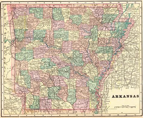 1899 Antique Arkansas State Map Vintage Map Of Arkansas Etsy