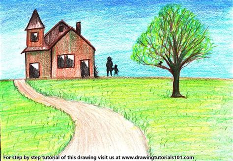Learn How To Draw A House Scenery Scenes Step By Step Drawing Tutorials