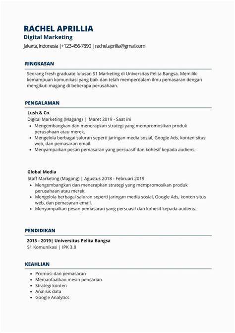 Contoh Cv Ats Fresh Graduate Bahasa Indonesia Contoh Surat Resmi The