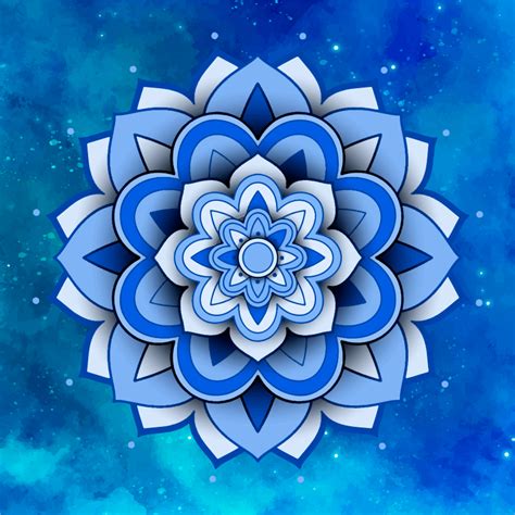 Cuadro De Mandala Mandala Floral Azul Tenvinilo