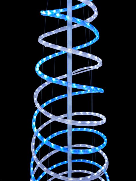 Blue And Cool White 3d Led Rope Light Spiral Tree 18m Christmas