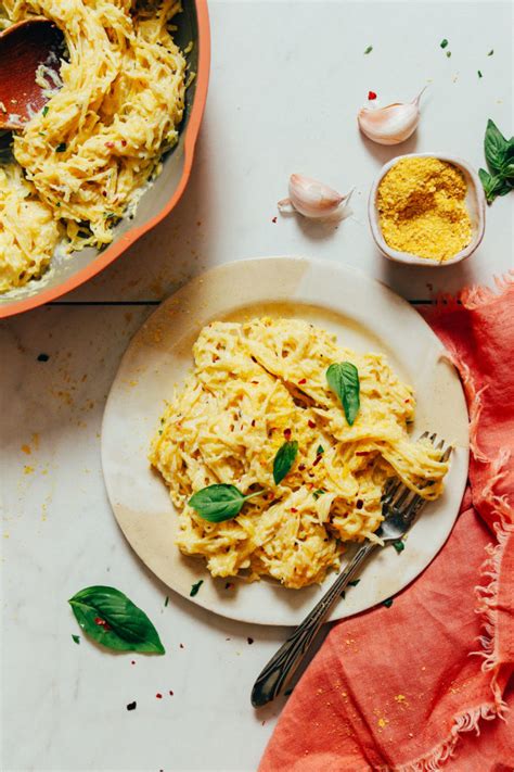 Spaghetti Squash Pasta With Garlicky Alfredo Sauce Being Healthy For Life