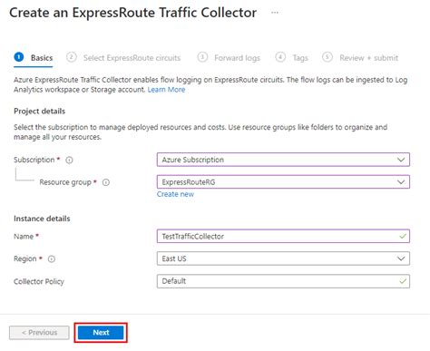 Configure Traffic Collector For Expressroute Direct Azure