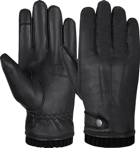 hand fellow genuine leather gloves mens leather gloves fleece lined touch screen leather driving