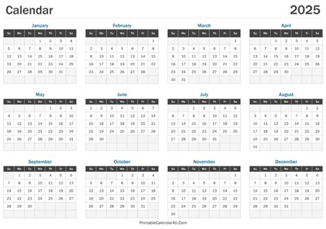 2025 Calendar Printable