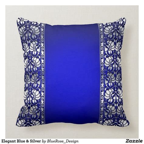 Elegant Blue And Silver Throw Pillow Silver Throw Pillows