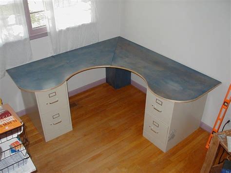 Wraparound Desk Made From One Sheet Of Plywood 2 Filing Cabinets