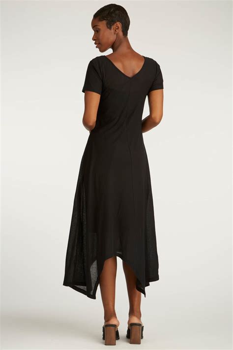 Womens Black Dress Organic Cotton Crepe Maxi Dress Indigenous