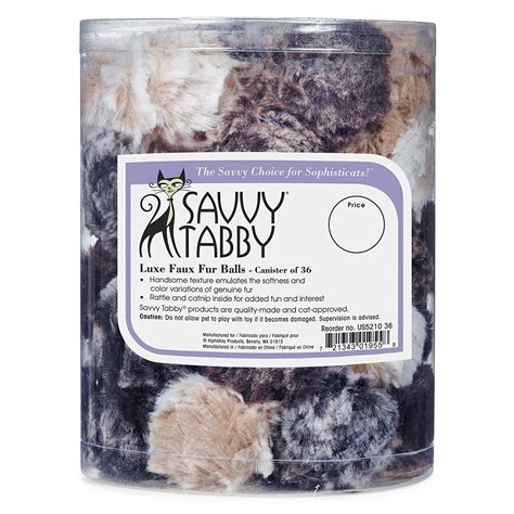 Savvy Tabby Luxe Faux Fur Balls Canisters Of 36 Cat Toys Fur Ball