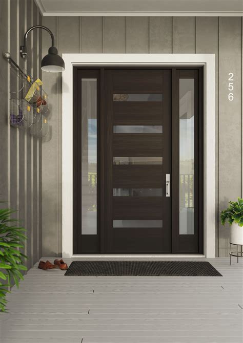 Modern Slimlite 501 Shaker Mahogany Single Entry Door, Sidelites