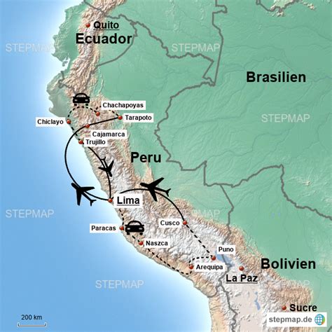 Stepmap Peru2016route Landkarte Für Deutschland