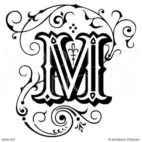 Mon7m Monogram Stencil Lettering Alphabet Lettering