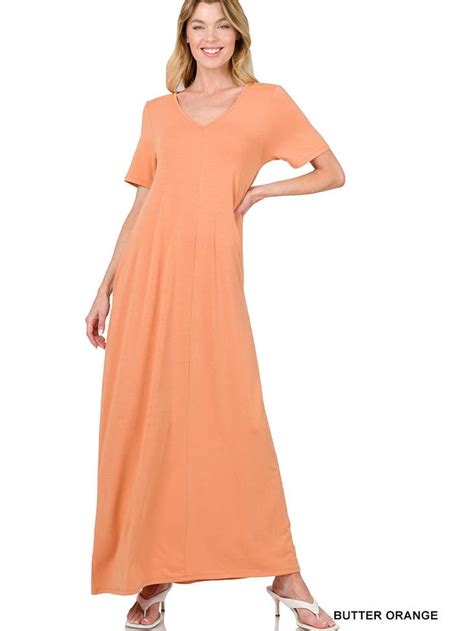 wholesale 42pops short sleeve maxi dress with side pockets for your store faire