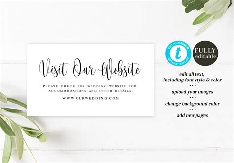 Visit Our Website Card Printable Fully Editable Template Etsy