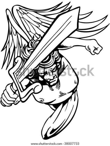 Angry Angel Sword Seeks Vengeance Stock Illustration 38007733
