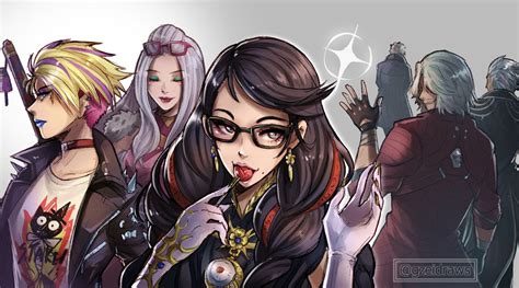 Bayonetta Dante Vergil Nero Jeanne And More Devil May Cry And More Drawn By Gzei