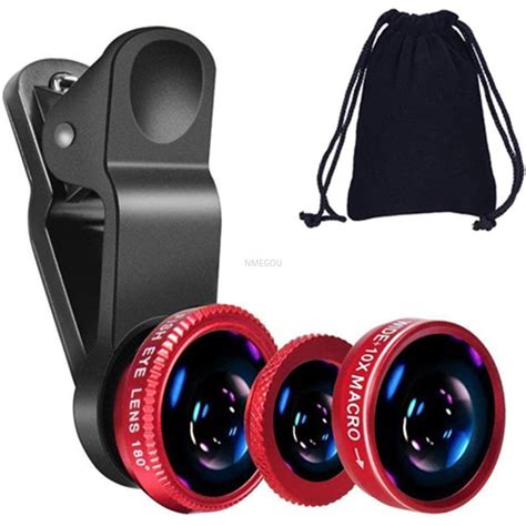 Portable 3 In1 Fish Eye Camera Mobile Phone Lens For Smartphone Wide