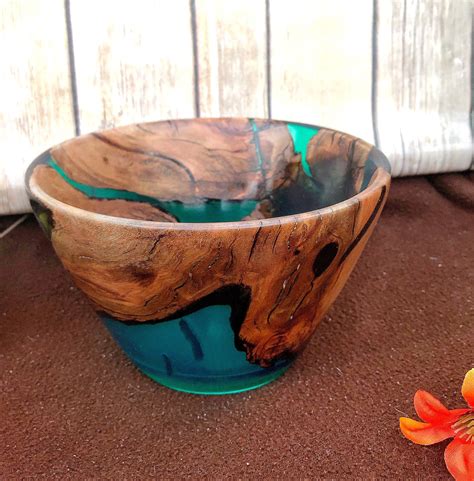 Wood and Resin Hand Turned Bowl. Olive Wood Bowl. Green Resin | Etsy 
