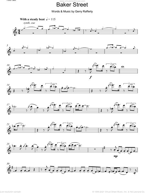 Rafferty Baker Street Sheet Music For Alto Saxophone Solo [pdf]