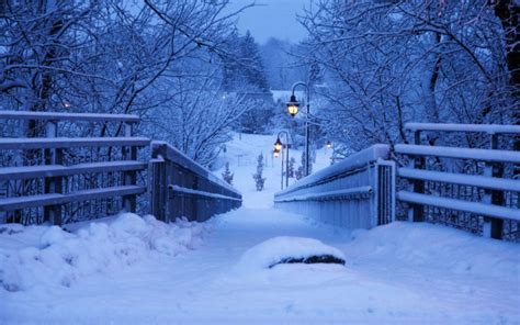Winter Snow Landscape Bridge