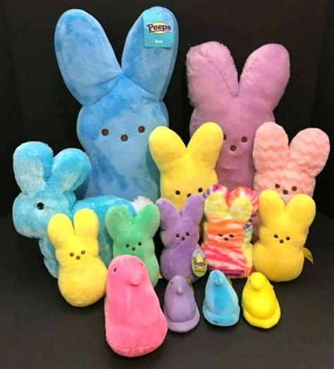 Lot Of 14 Peeps Soft Plush Bunnies And Chick Easter Bunny Euc Ebay