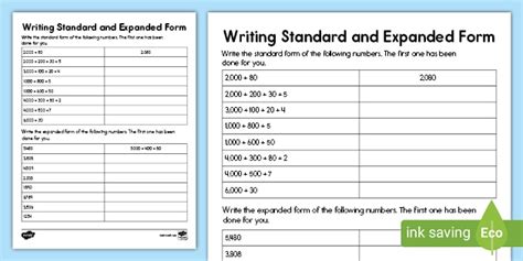Writing Standard And Expanded Form Activity