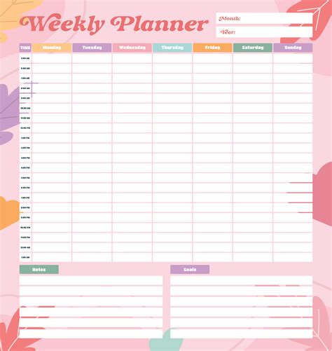 Weekly Hourly Calendar Printable Printable Blank World