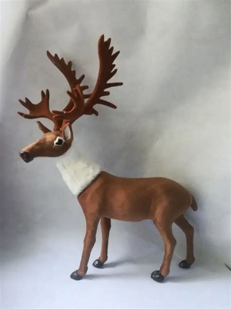 Real Life Toy Brown Reindeer Model Polyethylene Furs Christmas Deer Large 45x50cm Model Home