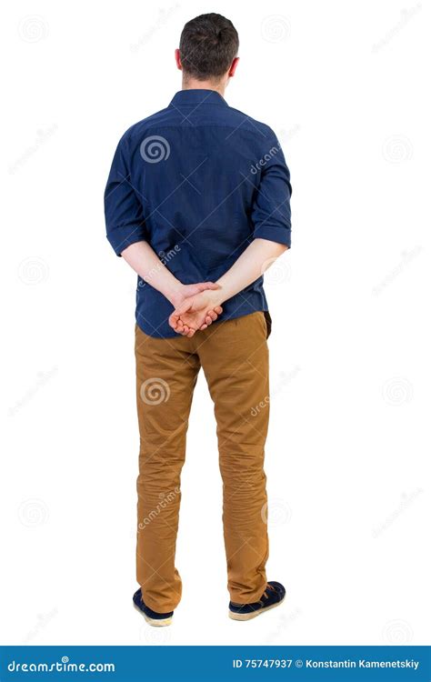 Back View Of Man Standing Young Guy Stock Image Image Of Shirt