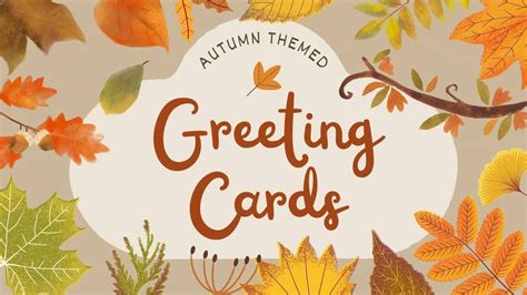 Floral Autumn Themed Greeting Cards Free Presentation Template