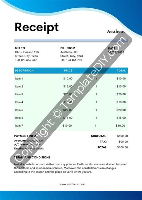 Aesthetic Receipt Template Blank Printable In Pdf Excel And Word