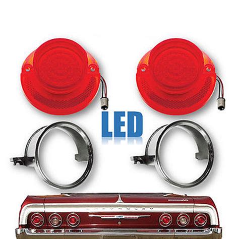 64 Chevy Impala Bel Air Biscayne Led Tail Light Lamp Lens And Chrome Trim