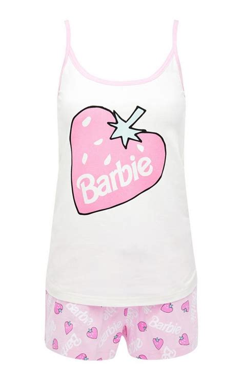 pink and white barbie camisole and shorts pyjama set women s pyjama set women s pyjamas