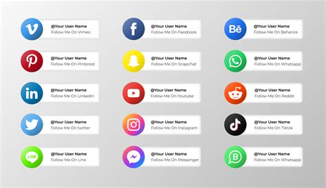 Social Media Icons Gradient Style With Username 15065619 Vector Art At