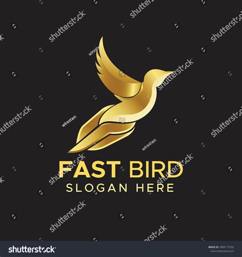 Fast Golden Bird Logo Design Stock Vector Royalty Free 1808177203