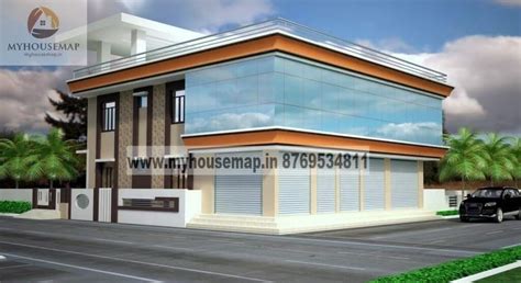 Commercial Building Elevation Design With Shops On Ground Floor