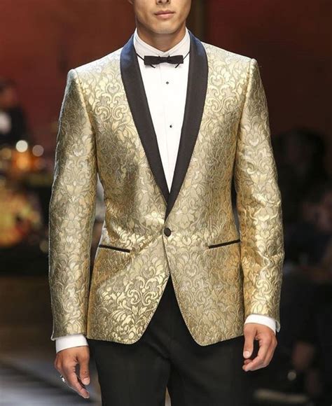 Dolce And Gabbana Fashion Show Details Gold Tuxedo Jacket Black