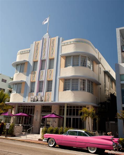50’s Vintage Car In Front Of The Marlin A Miami Beach Art Deco Hotel Florida Miami Art Deco