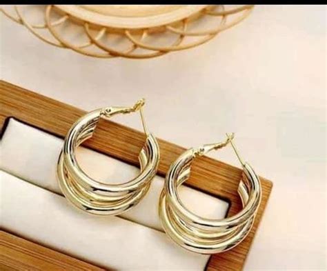 Round Gold Silver 3 Layer Hoop Earrings At Rs 40 Pair In Ghaziabad ID